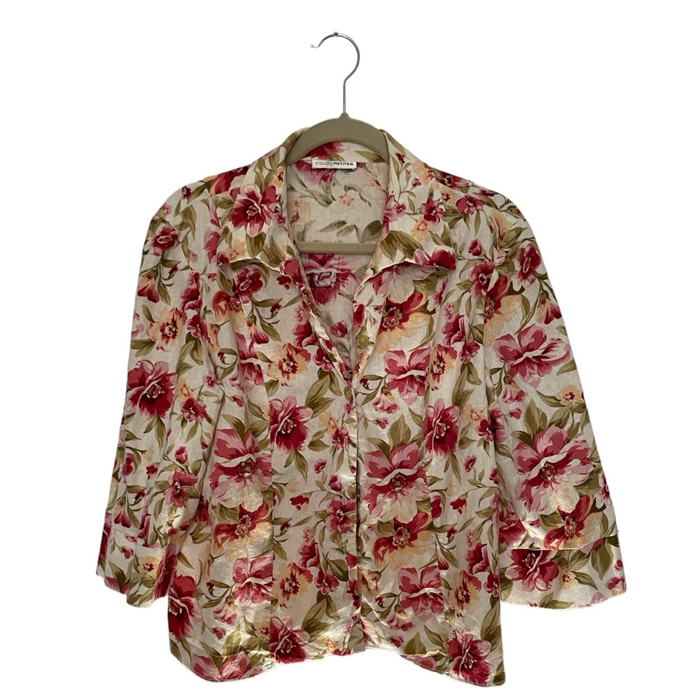 Petites Linen Blend Blouse